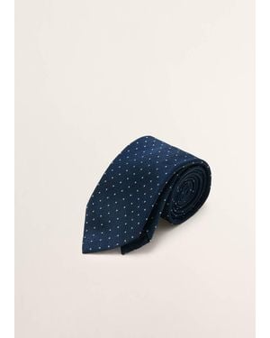 Mango 100% Silk Patterned Tie - Blue