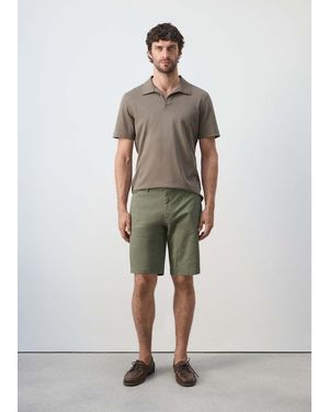Mango Slim-Fit Chino Cotton Bermuda Shorts - Natural