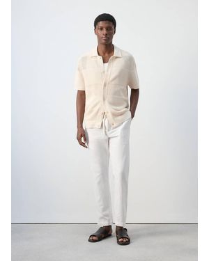 Mango Openwork Knitted Shirt - White