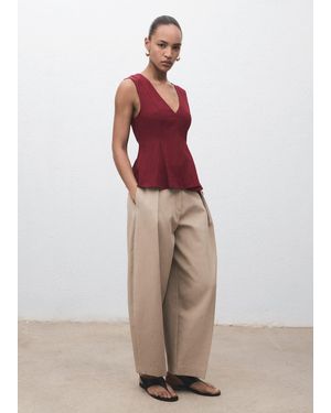 Mango Lyocell Peplum Top - Red