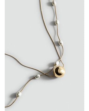 Mango Collier Double Combiné Or - Blanc