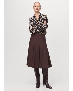 Mango Straight-Cut Animal-Print Blouse - Black