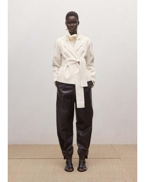 Mango Jacket With Lapels And Tie Belt - White