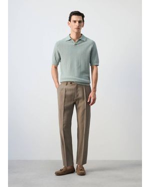 Mango Regular-Fit Pleated Trousers - Green