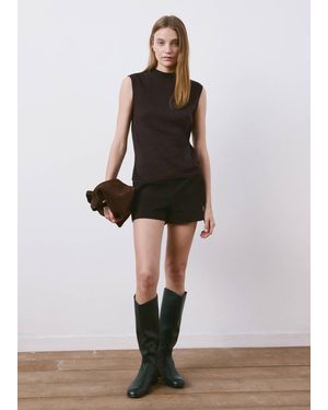 Mango Side Gathered Knitted Top - White