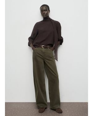 Mango Jeans Barrel Vita Bassa Kaki - Verde