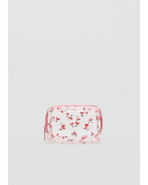 Mango Small Transparent Floral Vanity Case - Red
