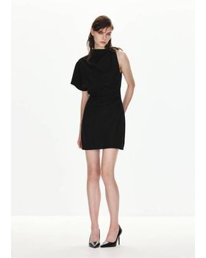 Mango Robe Asymétrique Détail Métallisé Noir