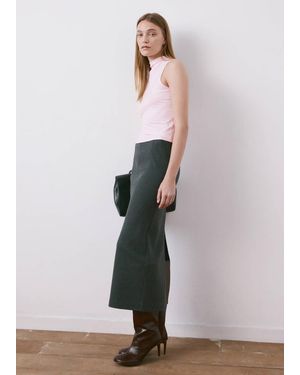 Mango Fitted Top With A Mock Neck - White