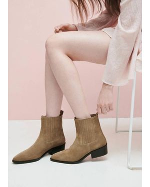 MANGO TEEN Suede Leather Ankle Boots - Brown