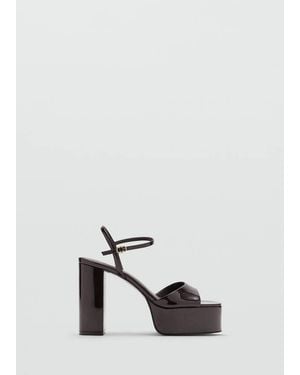 Mango Patent Leather Block-Heel Sandal - White