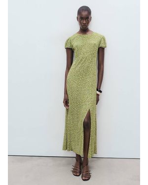 Mango Printed Dress With Side Opening - Red