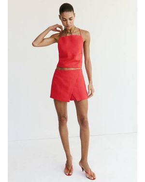 Mango Linen Crop Top - Red