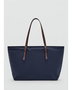 Mango Shopper Bag With Buckle Details - Blue
