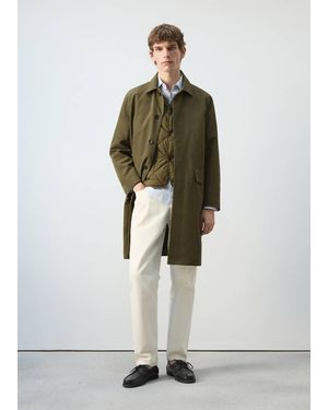 Mango Water-Repellent Parka With Detachable Gilet - Green