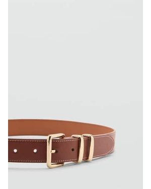 Mango Square Buckle Belt - Brown