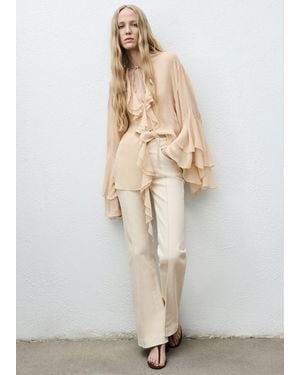 Mango Mid-Rise Flared Jeans - Natural