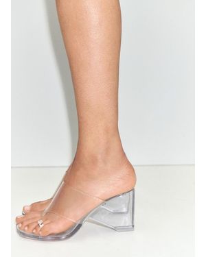 Mango Transparent Vinyl Wedge Sandals - White