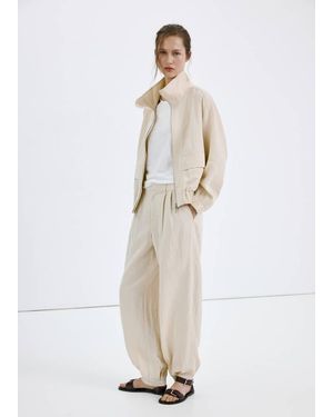 Mango Lyocell Bomber Jacket - White