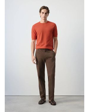 Mango 100% Cotton Knitted T-Shirt - Red