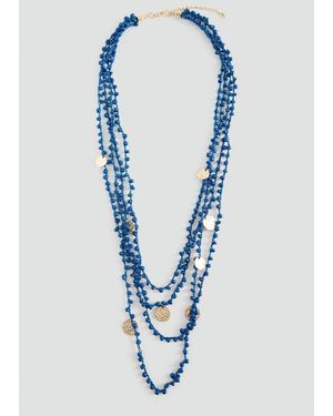 MANGO TEEN Multichain Bead Necklace - Blue