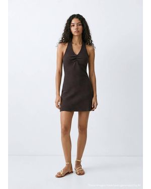 MANGO TEEN Short Halter-Neck Dress - Brown