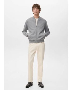 Mango Bomber Hoodie With Zip - Grey