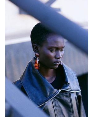 Mango Resin Pendant Earrings - Brown