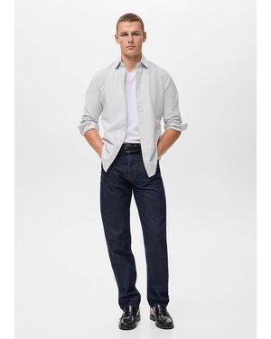 Mango 100% Cotton Striped Shirt - Blue