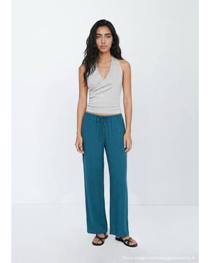 MANGO TEEN Metallic Halter Top - Blue