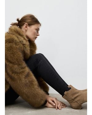 Mango Suede Ankle Boot With Kitten Heel - Brown