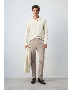 Mango Corduroy Slim-Fit Trousers - Natural