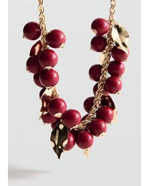 Mango Beaded Chain Necklace - Red