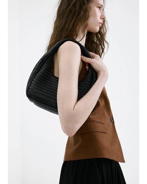 Mango Braided Shoulder Bag - Black