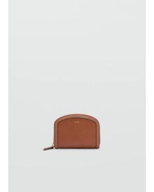 Mango Saffiano-Effect Wallet Leather - White