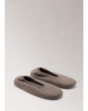 Mango Chunky Cashmere Slippers - Grey