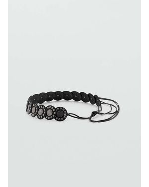 MANGO TEEN Studded Bow Belt - Black