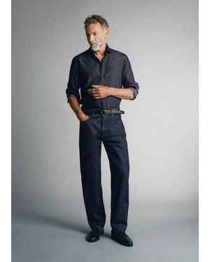 Mango 100% Italian Cotton Denim Shirt - Blue