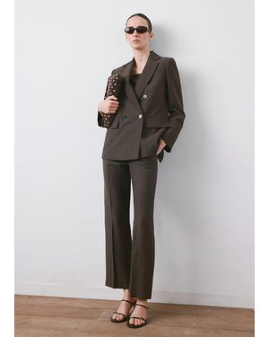 Mango Blazer De Costume Droit Lyocell Chocolat - Gris