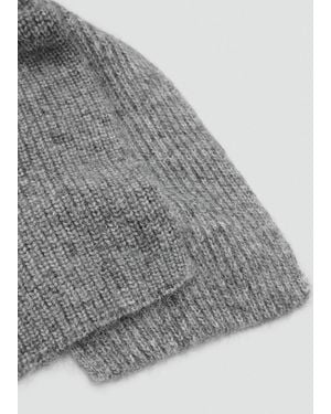 Mango Combined-Knit Scarf - Gray