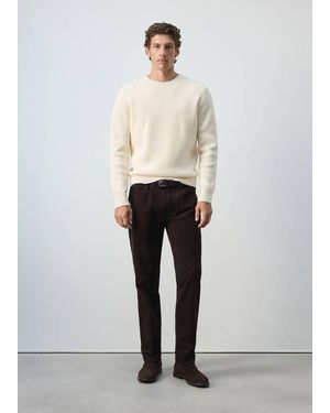 Mango Pantaloni Velluto A Coste Regular-Fit Cioccolato - Bianco