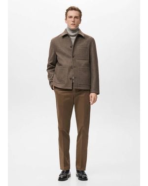 Mango Pocketed Jacket - Brown