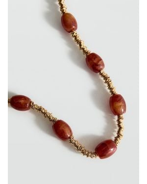 Mango Beaded Chain Necklace - Brown