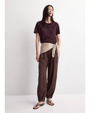 Mango Short-Sleeved Knitted Jumper - Purple