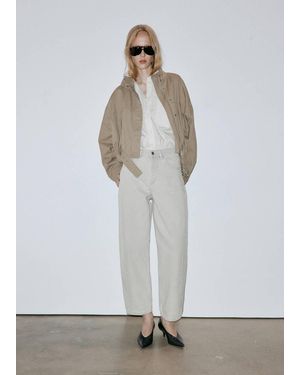Mango Jeans Balloon Cuciture Grigio Denim - Bianco