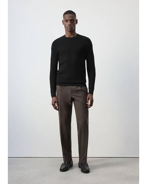 Mango Fine Knit Cotton Blend Polo - Black