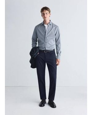 Mango Slim Fit Striped Shirt - Blue