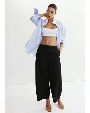 Mango Linen Balloon Trousers - Black