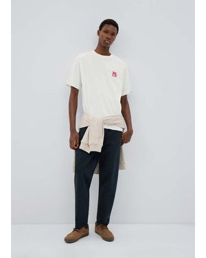 MANGO TEEN Cotton T-Shirt With Print Detail - White