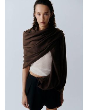 Mango Foulard Bords Effilochés Chocolat - Marron